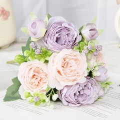 Artificial Flowers Fake Silk Peony Vases Flower Bouquets Home Room Decoration