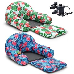 2pcs Inflatable Pool Floats for Adults 2 in 1 Lounge Chair with Bottom Mesh E…