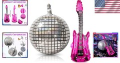 Inflatable Disco Ball Guitar Props Retro Party Accessories for 80s 90s Celebr…