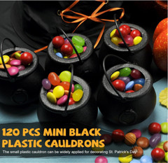 30 Pcs Black Candy Cauldron Kettles Mini Cauldron Plastic Cauldron Black Pot