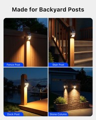 4 Pack Solar Stainless Steel Fence Lights Outdoor Waterproof Motion Sensor Wa…