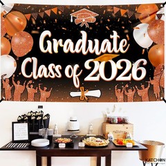XtraLarge 72×44 Inch Orange Graduation Banner Class of 2026 – Vibrant Backdrop