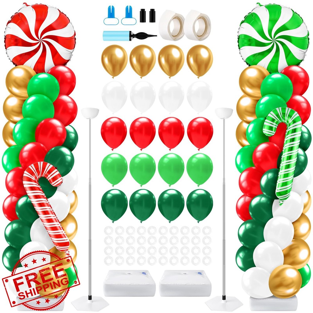 Kasyat Candy Balloon Column Stand, Christmas Foil Arch Kit