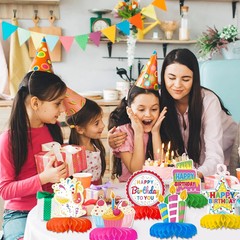 12 Pcs Birthday Table Decorations Colorful Birthday Centerpieces for Tables Happ