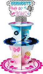 Dual Theme 3-Tier Cardboard Dessert Holder for Gender Reveal & Baby Showers
