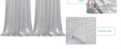 Silver Sequin Backdrop Curtains 2 Panels 2ftx8ft Birthday Sequin Curtain for