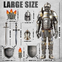 30 Pieces Medieval Party Decorations 6 Feet Jointed Suit of Armor Knight Cut Out