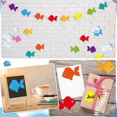 200 PCS Fish Paper Cutouts 3.15 inch Colorful Accents for Bulletin Boards