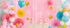 2Pack Black Metallic Tinsel Foil Fringe Curtains, Black Foil Curtain Backdrop,