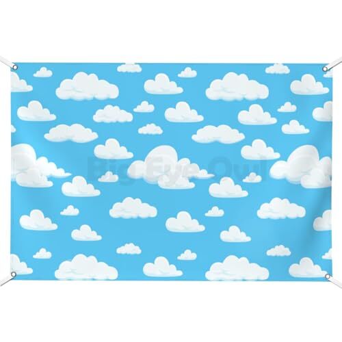 Blue Sky White Clouds Backdrop Cartoon Kids Newborn Birthday Party Photography