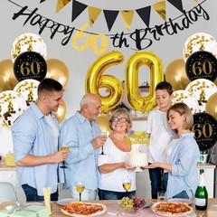 60th Birthday Decorations, Black Gold 60th Birthday Party Decoration for Men …
