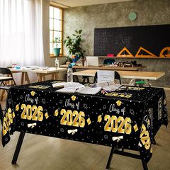 4 Pack Graduation Decorations, 54″ x 108″ Black and Gold Rectangle Graduation Ta