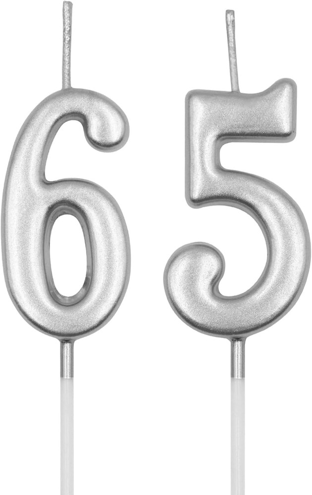 65th & 56th Birthday Candles, Silver Number 65 56 3.74 x 1.1 x 0.6 in,