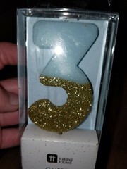 Talking Tables 30th Birthday Candle Cake Topper, Wax, blue, gold glitter, bold