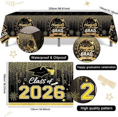 Graduation Party Decorations Class of 2026- Black and Gold Balloon Arch Kit Incl