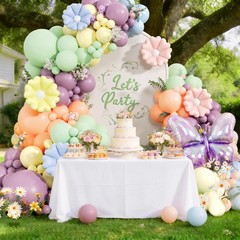 143pcs Wildflower Balloon Arch Kit with Pastel Floral Flower Butterfly Balloo…