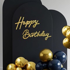 Happy Birthday Sign for Backdrop – Glitter Gold Felt Banner – Includes Dot Gl…