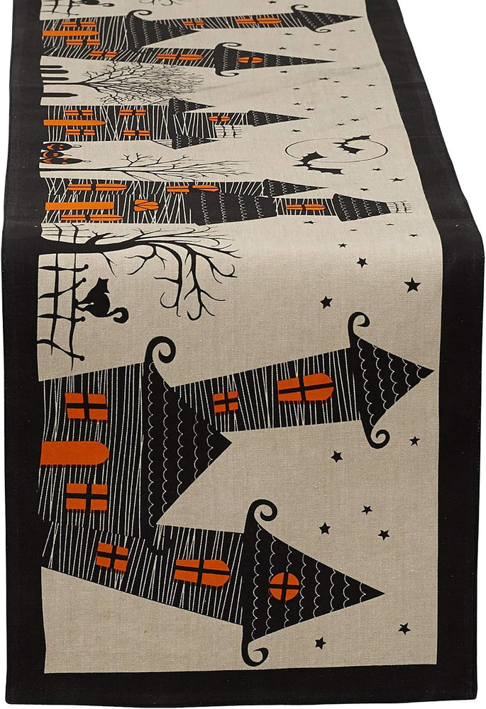 Halloween Party Tabletop Decor, Reusable & Machine Washable Cotton Fabric, Table
