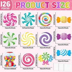120 PCS Christmas Candy Bulletin Board Cutouts Peppermint Lollipop Decor