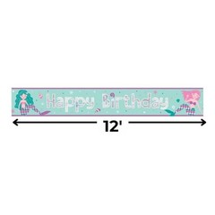 Multicolor Foil Banner – 12′ (Pack Of 1) – Blue Green Birthday Mermaid