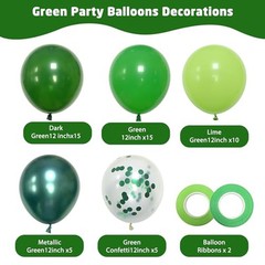 Green Balloons, 50pcs 12 Inch Different Shades Dark Green Emerald Green Lime