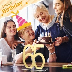 Mirror Gold 65th Birthday Decorations for Men and Women Acrylic Anniversary D…
