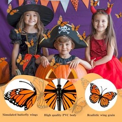 Monarch Butterfly Decorations, 24 PCS Monarch Butterfly Wall Decor 3D Style a