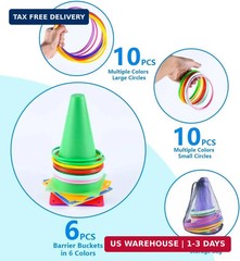 OBTANIM 26 Pcs Plastic Colorful Cones Ring Toss Combo Set Outdoor Carnival Games