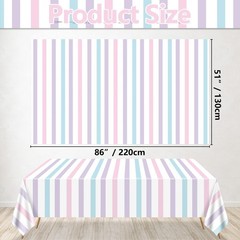 4Pcs Pastel Stripes Tablecloths, Ice Cream Table Cloth for Kids Baby Shower