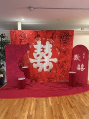 Large Chinese Wedding Backdrop Set Double Happiness Red Floral Photo Booth