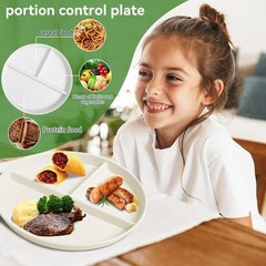 Unbreakable Divided Plates for 9 Inch, Pink, beige, white, light gray, green