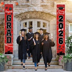 Graduation Decorations Class of 2026 Red – Porch Banner Door Sign for Front D…