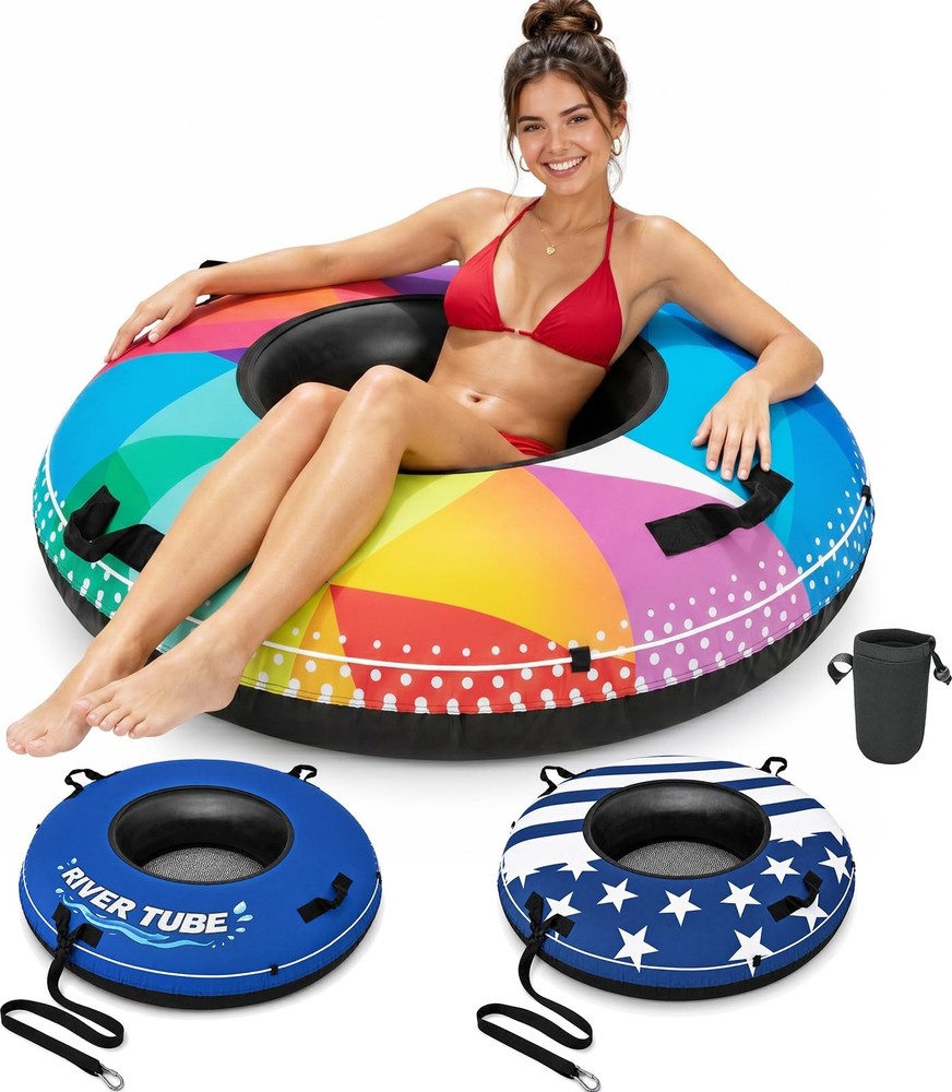 River Tube, 48» Heavy Duty Rubber River Float Tube with Commercial Grade Inn…