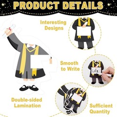 50 Set Graduation Hat Gown Cutout Graduation Bulletin Board Decoration Black …