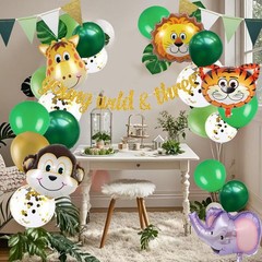 Jungle 3rd Decorations, Safari Party Wild Three Party Supplies Animals Head F…