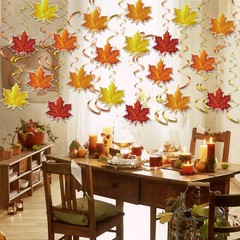 36 PCS Fall Leaves Hanging Swirls Decorations Thanksgiving Ceiling Decor