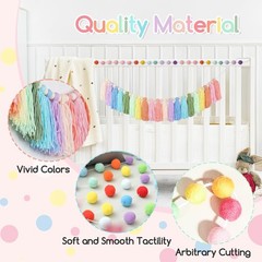 2pcs Boho Tassel Garland,Pom Pom Tassel,6.5 Feet Long 20 Balls Felt Ball Garland