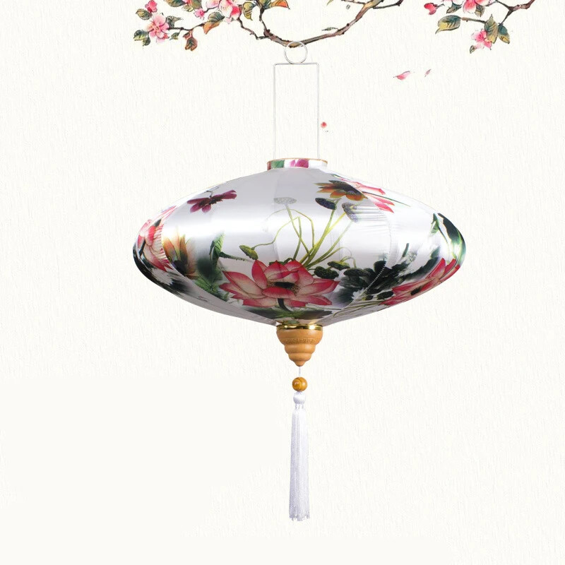 Retro Chinese Lantern Waterproof Outdoor Cloth Lantern Party Festival Decor