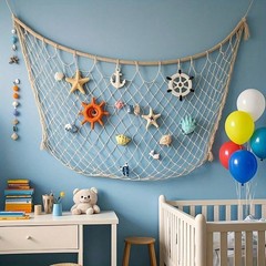1pack Nautical Fishing Net w/Starfish Anchor Pirate Party Decor Hawaii