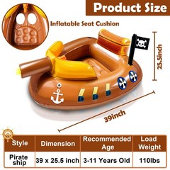 Inflatable Pirate Ship Pool Floats Kids 311 Years Toddler Pool Floaties with …