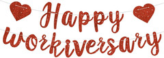 Rose Gold Glitte Happy Workiversary Banner – NO DIY -Rose Gold Work Anniversary