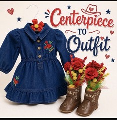 Giddy Up Cowgirl Theme Centerpiece For Baby Shower, Birthday. Keepsake Outfit