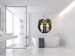 KPSheng Unisex Bathroom Front Door Sign Funny Wreaths Hanging Wooden Plaque D…