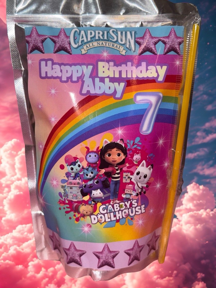 Gabby’s Dollhouse Custom Personalized Juice Pouch Labels-set Of 12