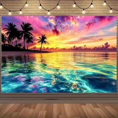 Natural Scenery Sunset Beach Backdrop Photo Background Birthday Party Decor