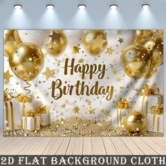 2D flat banner 1x birthday party backdrop,Happy birthday with Golden background☋
