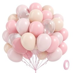 60pcs Light Pink Balloons 12inch with Pastel Clear Balloons for Pink Nude