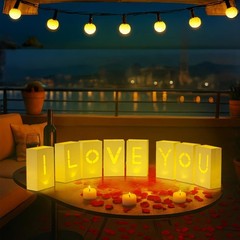 I Love You Light Up Letters Luminary Paper Bags Anniversary Valentines Decor