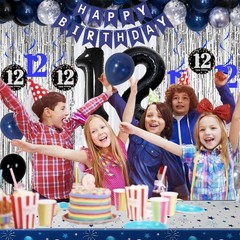 12th Birthday Decorations for Boys and Girls Dark Blue, 12 Old Party Supplie…