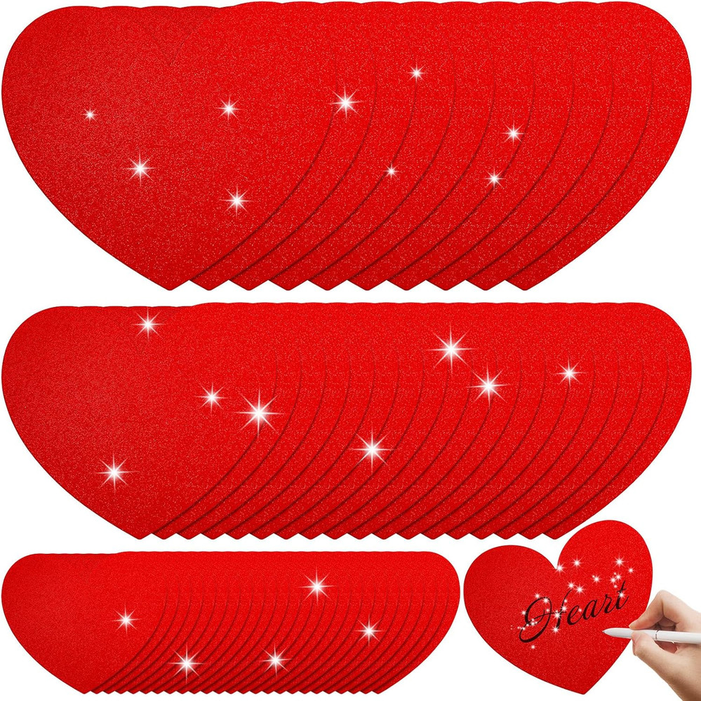 90 Pcs Valentine’S Day Glitter Heart Cutouts 3 Sizes Paper Hearts, Bulletin Boar